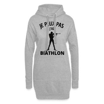 JE PEUX PAS J´AI BIATHLON - Sweat-shirt à capuche long Femme - gris chiné - Devant