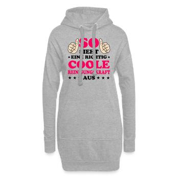 Reinigungskraft Spruch Haushalt Putzfrau Geschenk - Hoodie-Kleid - Grau meliert - Vorne