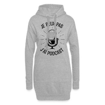 Je peux pas j'ai podcast podcasts cadeau Podcaster - Sweat-shirt à capuche long Femme - gris chiné - Devant