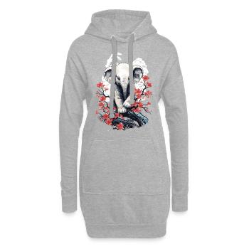 Floral Elephant - Hoodie-Kleid - Grau meliert - Vorne