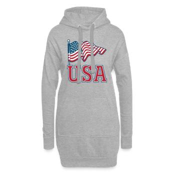 Drapeau des États-Unis - Sweat-shirt à capuche long Femme - gris chiné - Devant