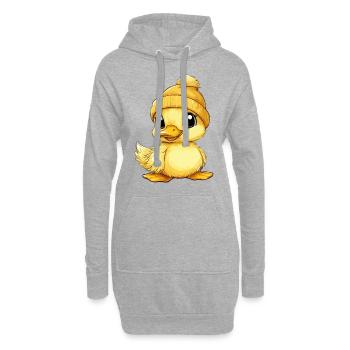canard mignon mignon bébé enfants animal caneton dessin animé - Sweat-shirt à capuche long Femme - gris chiné - Devant