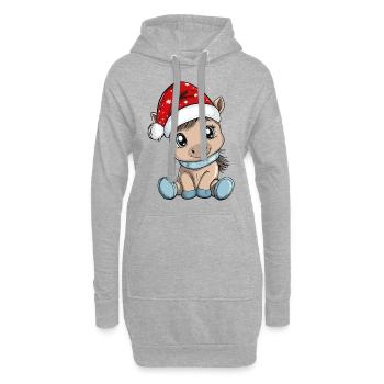 Pferd Weihnachten Süß Niedlich Xmas Weihnachtlich - Hoodie-Kleid - Grau meliert - Vorne