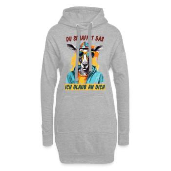 Du schaffst das! Ich glaub an dich! Glücksbringer - Hoodie-Kleid - Grau meliert - Vorne
