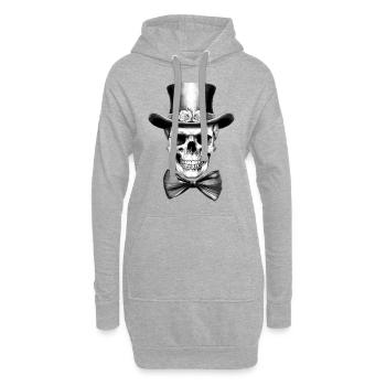 Totenkopf Zylinder Hut Fliege JGA Totenschädel - Hoodie-Kleid - Grau meliert - Vorne
