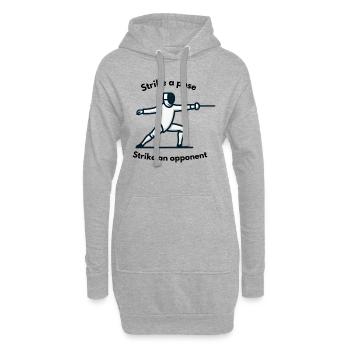 "Nimm eine Pose ein, schlage einen Gegner" - Hoodie-Kleid - Grau meliert - Vorne