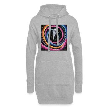 Kosmischer Tanz – Eine Reise durch die Galaxie - Hoodie-Kleid - Grau meliert - Vorne