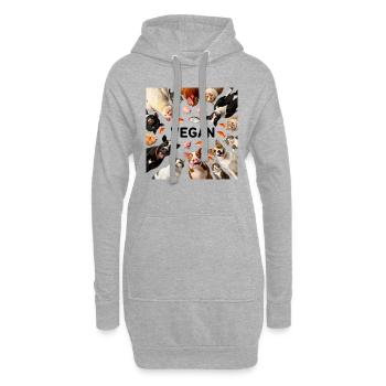 Vegan amoureux des animaux - Sweat-shirt à capuche long Femme - gris chiné - Devant