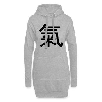 Ki Kanji le t-shirt, le masque facial et l'autocollant - Sweat-shirt à capuche long Femme - gris chiné - Devant