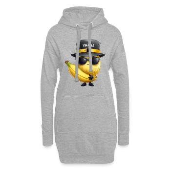 Melon, melon miel et banane avec chapeau et verres - Sweat-shirt à capuche long Femme - gris chiné - Devant