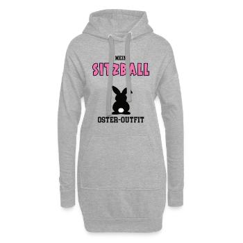 Sitzball Oster Outfit Ostergeschenk Sitzballerin - Hoodie-Kleid - Grau meliert - Vorne
