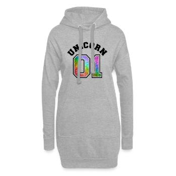 Unicorn 01 Rainbow Glitter - Sweat-shirt à capuche long Femme - gris chiné - Devant