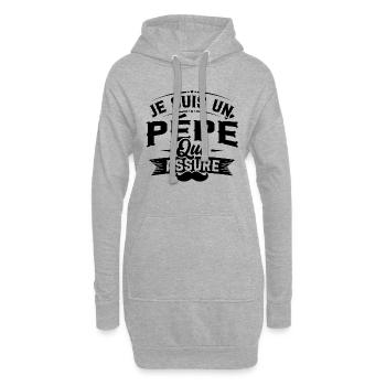 Je suis un pépé qui assure / Humour cadeau pépé - Sweat-shirt à capuche long Femme - gris chiné - Devant