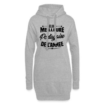 Cadeau Portugaise elue meilleure Portugaise - Sweat-shirt à capuche long Femme - gris chiné - Devant