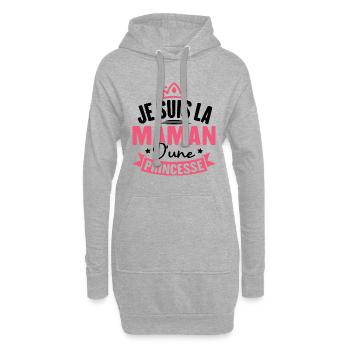 Je suis la maman d une princesse - Sweat-shirt à capuche long Femme - gris chiné - Devant