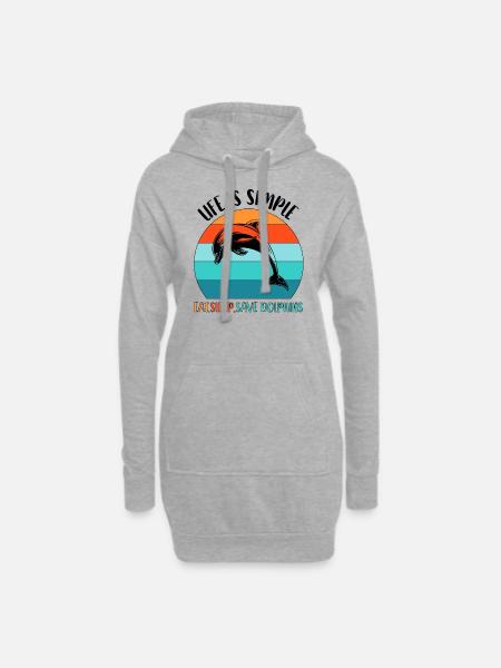Delfin Delfine Meeressäuger - Hoodie-Kleid - Grau meliert