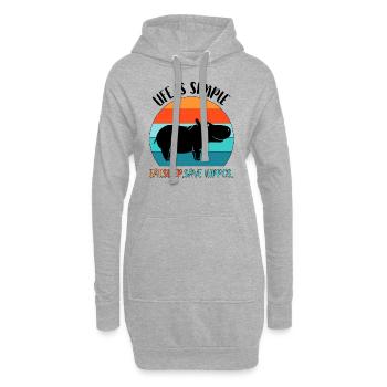 Nilpferd Flußpferd - Hoodie-Kleid - Grau meliert - Vorne