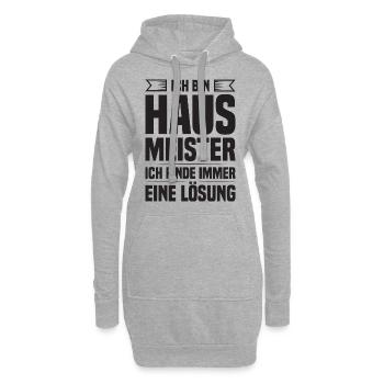 Ich bin Hausmeister ich finde Lösung Gebäudewart - Hoodie-Kleid - Grau meliert - Vorne