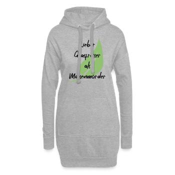 Vegan Veganer Tierschutz Vegetarier Vegetarisch - Hoodie-Kleid - Grau meliert - Vorne