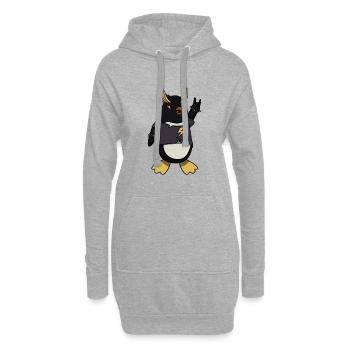 Pingouin de rocker en métal - Sweat-shirt à capuche long Femme - gris chiné - Devant
