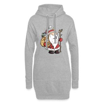 Lustiger Weihnachtsmann I Nikolaus Geschenk - Hoodie-Kleid - Grau meliert - Vorne