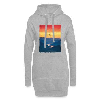 Paysage / Montagne / Coucher de soleil - Sweat-shirt à capuche long Femme - gris chiné - Devant
