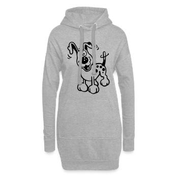 Chien heureux - Sweat-shirt à capuche long Femme - gris chiné - Devant
