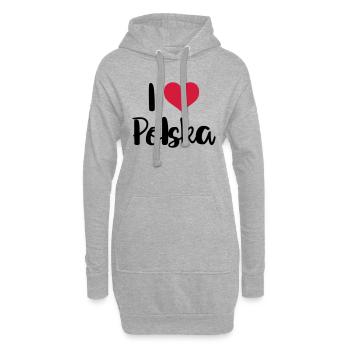 I love Polska - Sweat-shirt à capuche long Femme - gris chiné - Devant