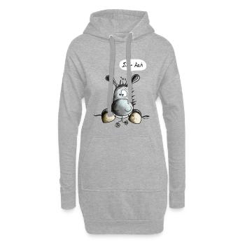 Abenteuerlustiger Esel - Hoodie-Kleid - Grau meliert - Vorne