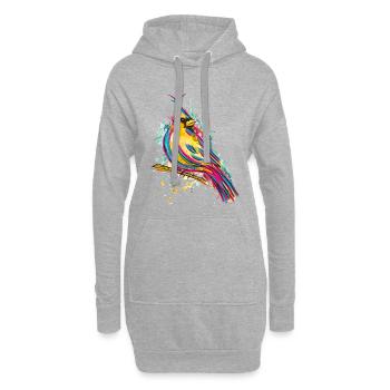 Oiseau coloré - dessin à l'aquarelle - bel oiseau - Sweat-shirt à capuche long Femme - gris chiné - Devant