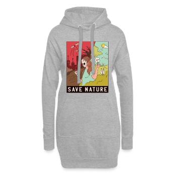 Save Nature (écologie) - Sweat-shirt à capuche long Femme - gris chiné - Devant