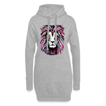 Rose Néon Lion - Signe du Zodiaque Lion - Lion Magenta - Sweat-shirt à capuche long Femme - gris chiné - Devant