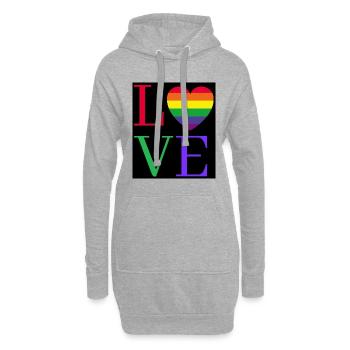 Rainbow Love Heart Pride Sticker - Hoodie-Kleid - Grau meliert - Vorne