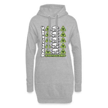 Gasmaske und Gefahren - Hoodie-Kleid - Grau meliert - Vorne