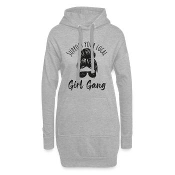 Support your local Girl Gang! Frauenpower, Sport - Hoodie-Kleid - Grau meliert - Vorne