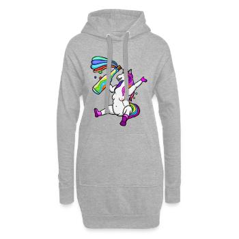 lustiges LGPT-Einhorn, buntes Einhorn, Regenbogen - Hoodie-Kleid - Grau meliert - Vorne