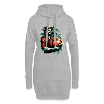 Tomate XXL groß Mann glücklich Geschenk - Hoodie-Kleid - Grau meliert - Vorne
