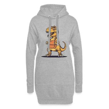 Humorvoller Dinosaurier mit Schürze - Hoodie-Kleid - Grau meliert - Vorne