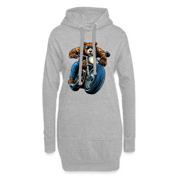 Ours Motard / Moto Ours - Sweat-shirt à capuche long Femme - gris chiné - Devant