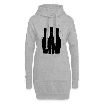 Dessin de bowling - Sweat-shirt à capuche long Femme - gris chiné - Devant
