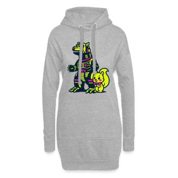 Mecha Dragon avec écureuil - Sweat-shirt à capuche long Femme - gris chiné - Devant