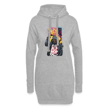Rappeur urbaine avec graffiti coloré - Sweat-shirt à capuche long Femme - gris chiné - Devant
