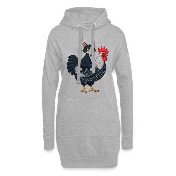 Schwarzer Hund und eklektischer Hahn - Hoodie-Kleid - Grau meliert - Vorne