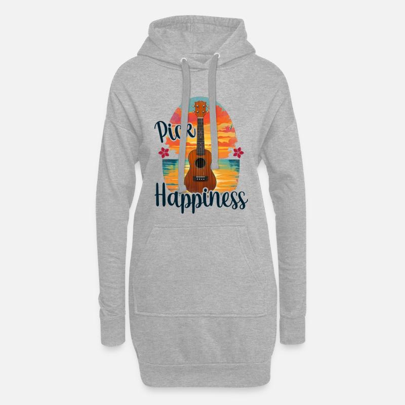 Pick Happiness! Ukulele Sunset - Hoodie-Kleid - Grau meliert