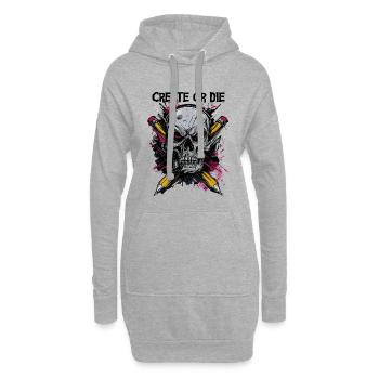 Créer ou mourir – Conception d’artiste avec crâne - Sweat-shirt à capuche long Femme - gris chiné - Devant