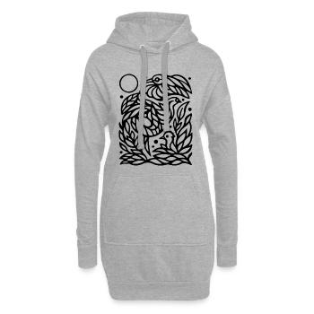Oiseaux volants minimalistes Liberté Line Art Design - Sweat-shirt à capuche long Femme - gris chiné - Devant