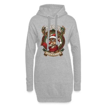 Rentier Rudolph Comic - Weihnachtsgeschenk - Hoodie-Kleid - Grau meliert - Vorne