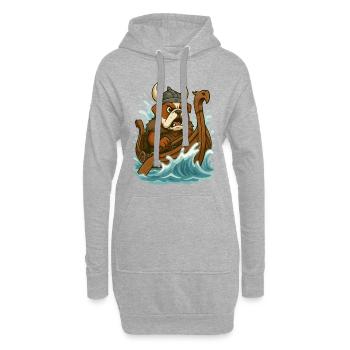 Wikingerbulldogge paddelt wild langschiff - Hoodie-Kleid - Grau meliert - Vorne