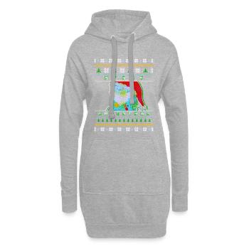 Merry Christmas Pixel Santa "Ugly Xmas Sweater" - Hoodie-Kleid - Grau meliert - Vorne