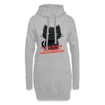 Cat funny hot showers burning hell Katze Spruch - Hoodie-Kleid - Grau meliert - Vorne